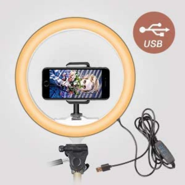 Ring Lights 10" Portable LED Selfie Lights (26cm) for Camera, Phone, TIK Tok, YouTube Video Shooting. Makeup Ring Light Foldable and Lightweight. 7 feet Long. 3 Color Modes LED Light